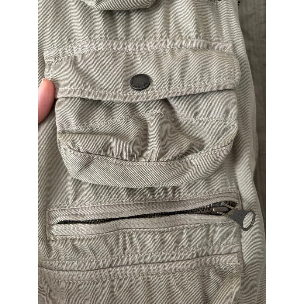 Banana Republic Vtg Safari Utility Vest M Khaki Herringbone Linen Ramie Gorpcore
